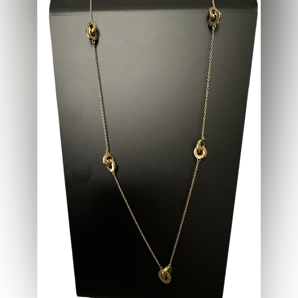 NWT Coach 30” plus 2” extension Interlocking Circles Necklace Gold tone